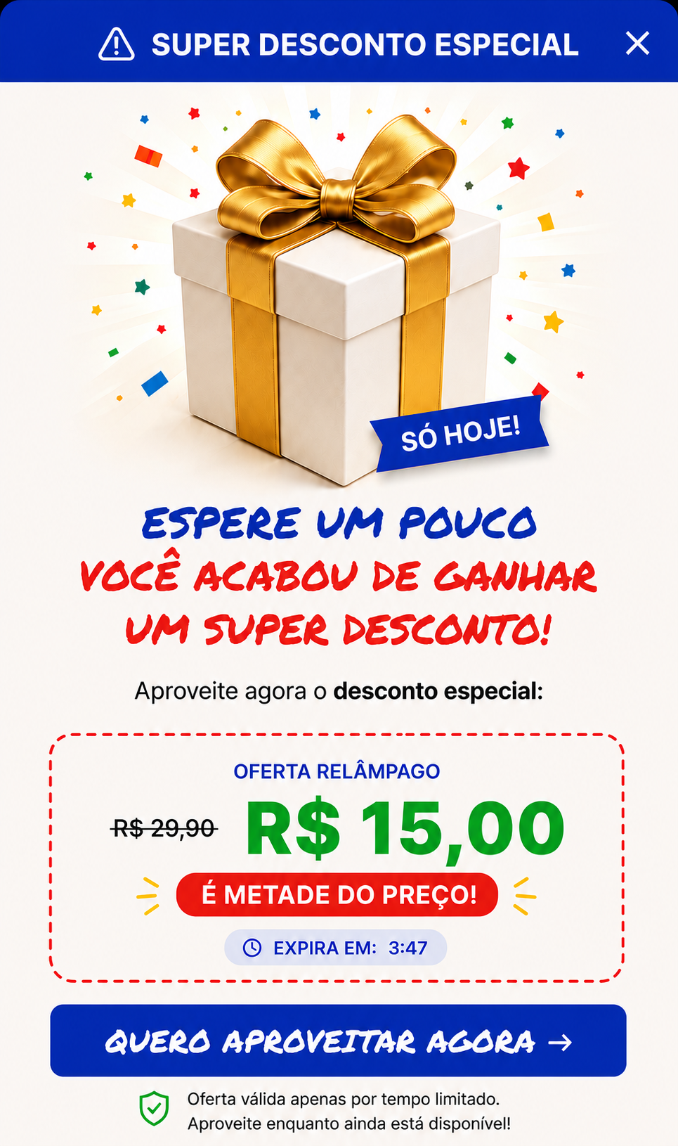 Super desconto especial — você ganhou um cupom